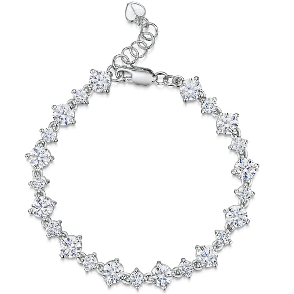 Sterling Silver Bracelet Set With Alternating 1/4 and 1 Carat Round Brilliant Cubic Zirconia StonesBracelets - JOOLS By Jenny Brown