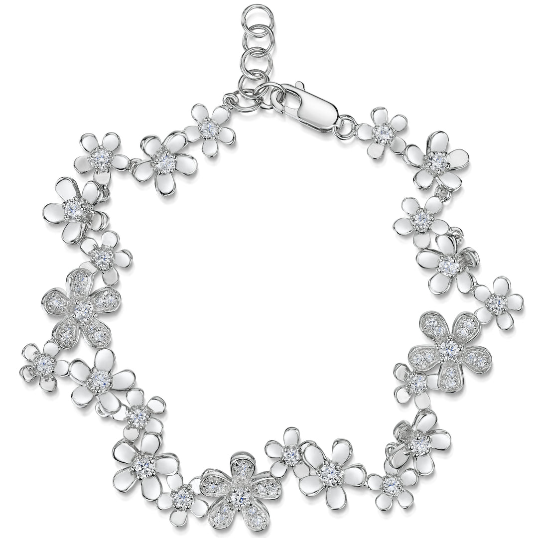 Sterling Silver Multi Flower Bracelet - JOOLS By Jenny Brown