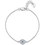 Load image into Gallery viewer, Sterling Silver and Cubic Zirconia Evil Eye Bracelet With A Blue Stone Centre- JOOLS by Jenny Brown
