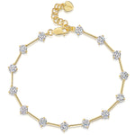 Load image into Gallery viewer, Sterling Silver Yellow Gold Plated Line Bracelet 14 Brilliant Cut Cubic Zirconia Stones-JOOLS by Jenny Brown

