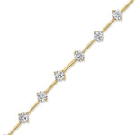 Load image into Gallery viewer, Sterling Silver Yellow Gold Plated Line Bracelet 14 Brilliant Cut Cubic Zirconia Stones-JOOLS by Jenny Brown
