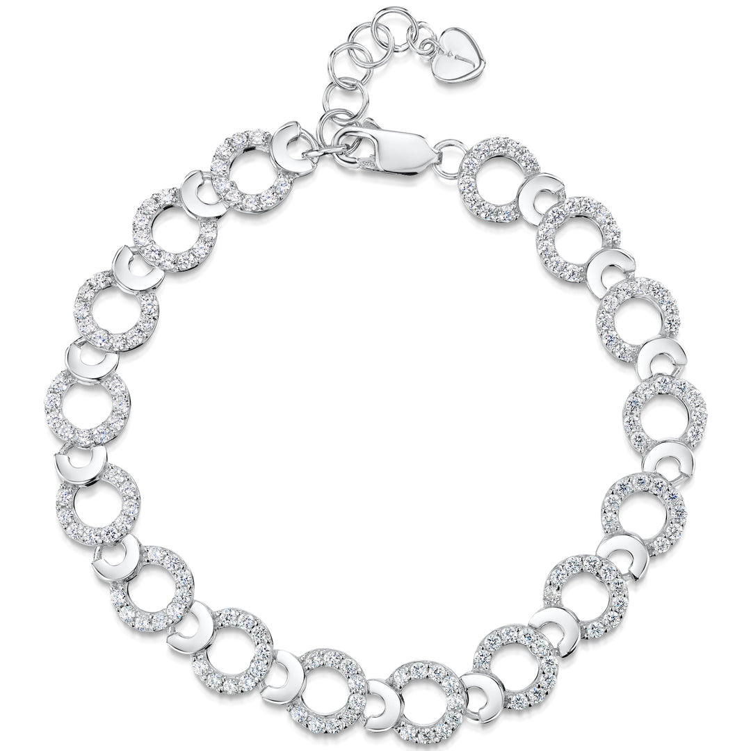 Sterling Silver Bracelet With Alternating Circles Of Cubic Zirconia -JOOLS by Jenny Brown