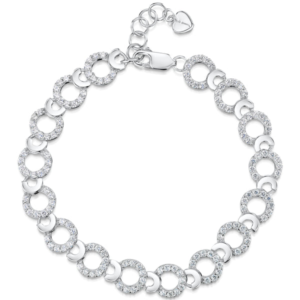 Sterling Silver Bracelet With Alternating Circles Of Cubic Zirconia -JOOLS by Jenny Brown
