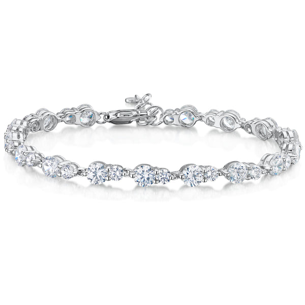 Sterling Silver Cubic Zirconia Two Stone Bracelet