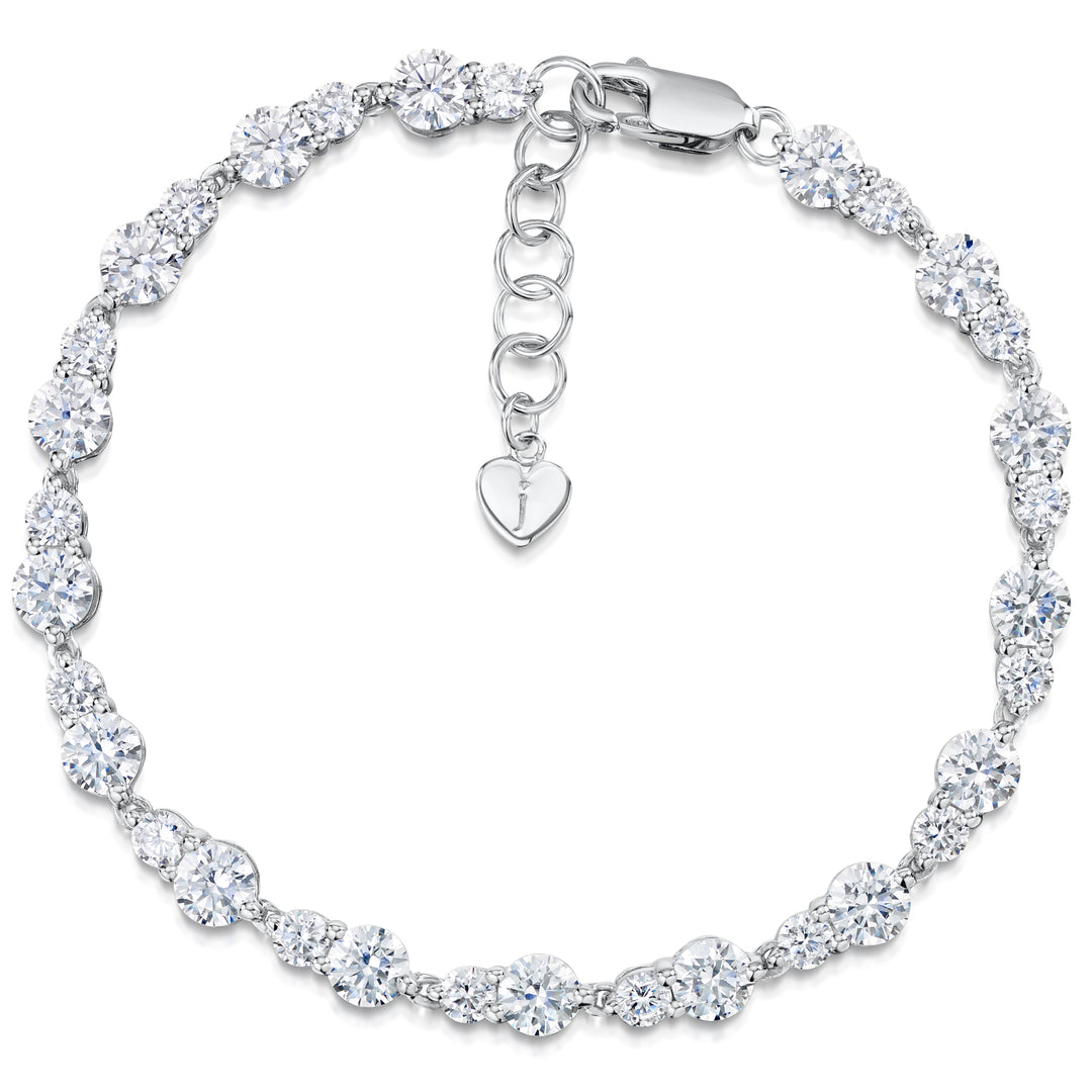 Sterling Silver And Linked Double Cubic Zirconia Bracelet JOOLS by Jenny Brown