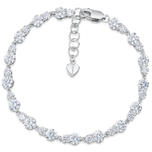 Sterling Silver And Linked Double Cubic Zirconia Bracelet JOOLS by Jenny Brown