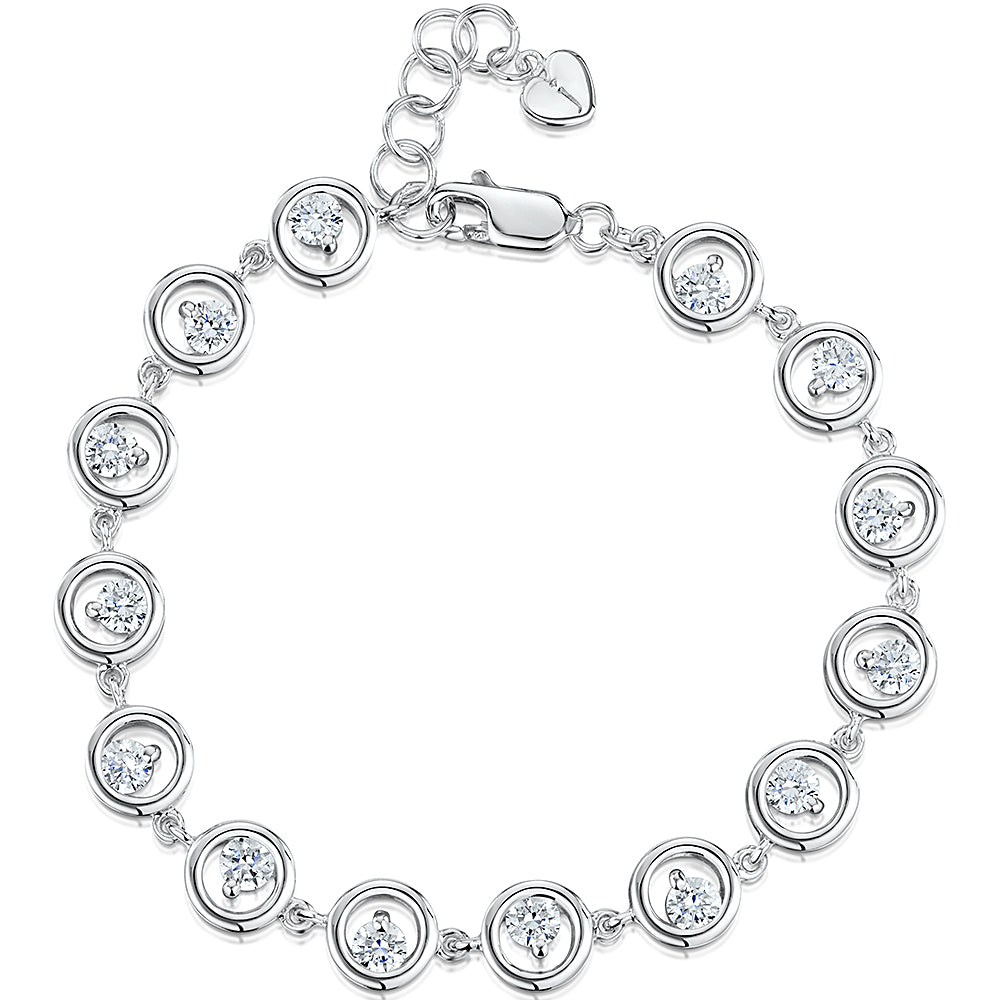 Sterling Silver Linked Circle Bracelet With Cubic Zirconias Set Inside JOOLS by Jenny Brown