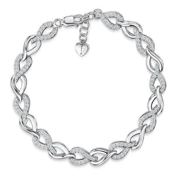 Sterling Silver And Cubic Zirconia Twisted Link Bracelet JOOLS by Jenny Brown