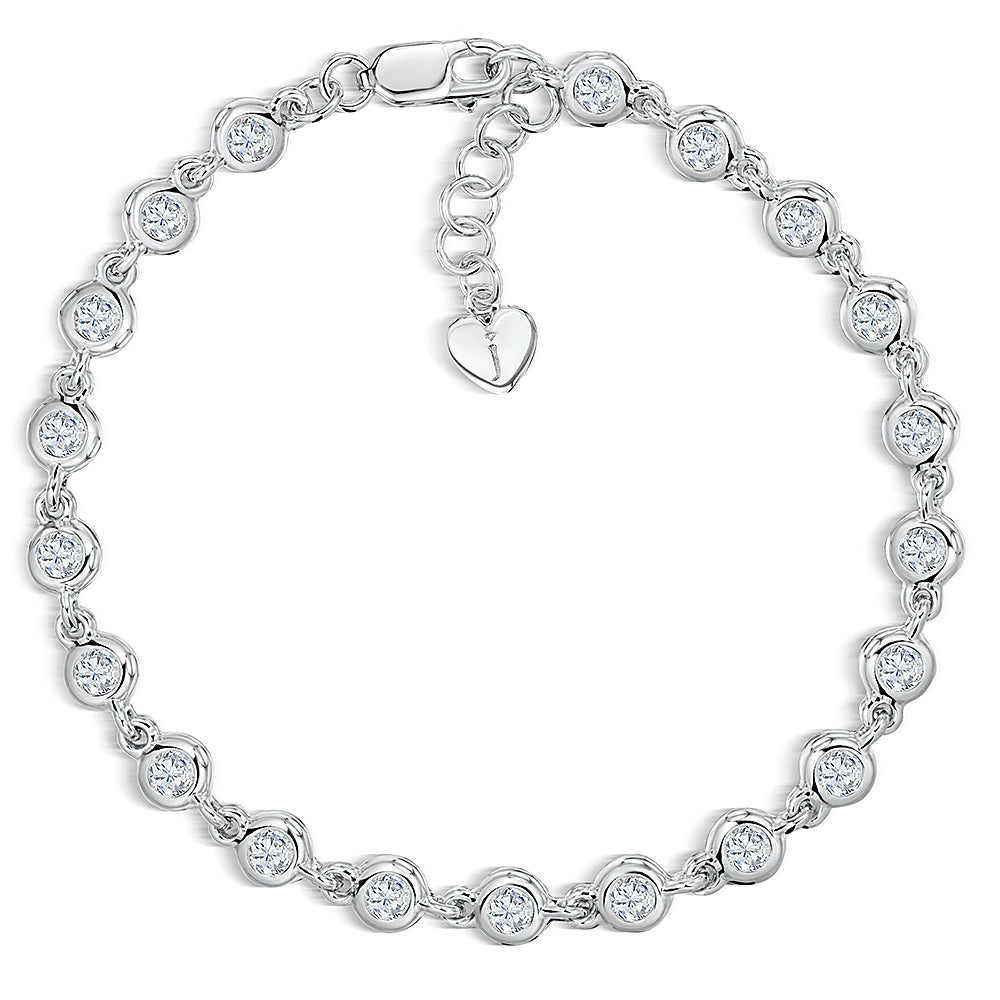 Sterling Silver And Cubic Zirconia Rub Over Style Bracelet JOOLS by Jenny Brown