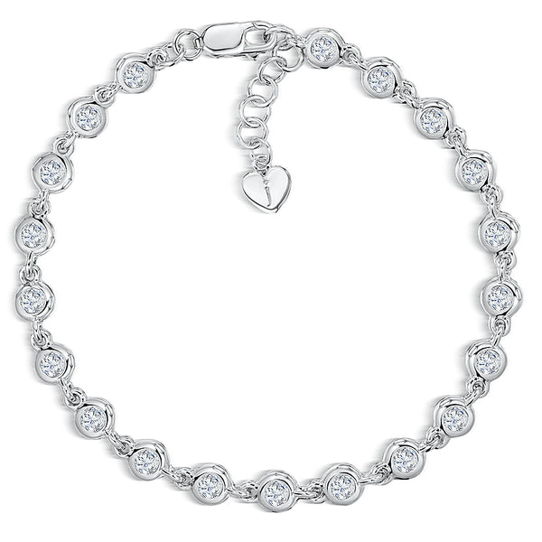Sterling Silver And Cubic Zirconia Rub Over Style Bracelet JOOLS by Jenny Brown
