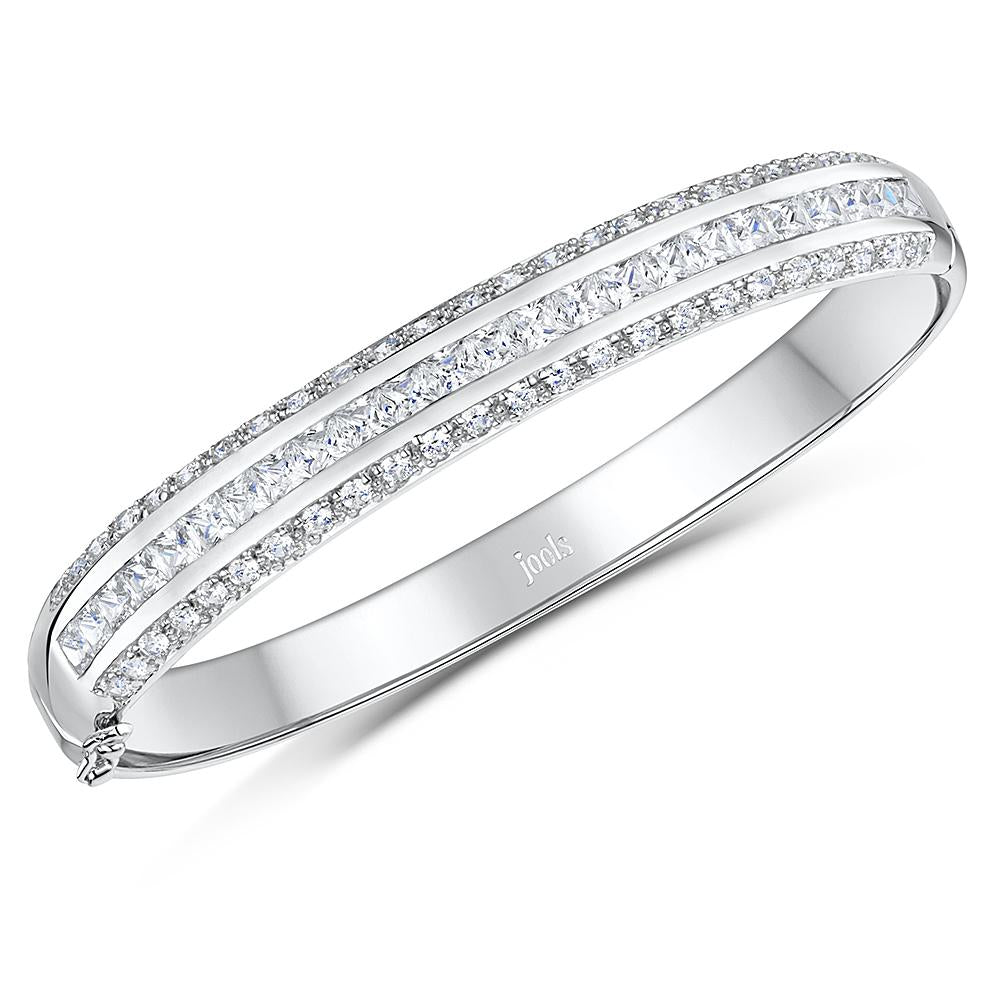 Sterling Silver Channel Set Cubic Zirconia Bangle  - JOOLS By Jenny Brown