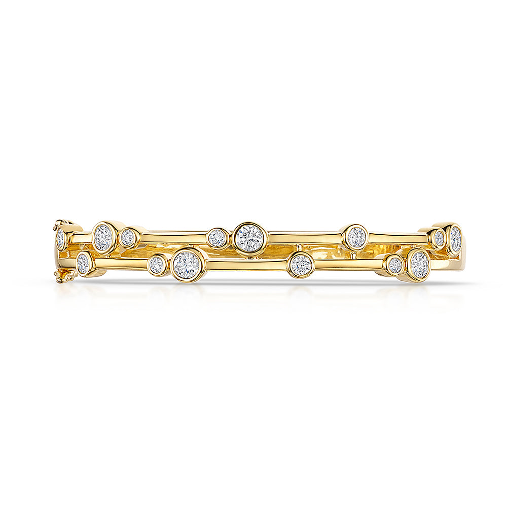 Yellow Gold Bubble Bangle With Cubic Zirconia Stones-JOOLS by Jenny Brown
