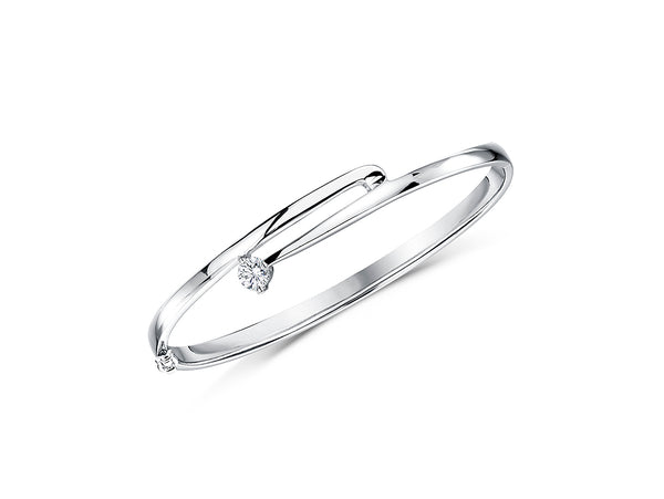 Sterling Silver Split Band Bracelet Set With A Single Cubic Zirconia Stone JOOLS by Jenny Brown
