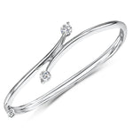 Load image into Gallery viewer, Sterling Silver Bangle Cross Over  Set With  Two Cubic Zirconia Stones EndsBracelets - JOOLS By Jenny Brown
