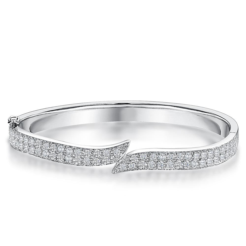 Sterling Silver Bangle Pave Set Cubic Zirconia With Overlapping StrandsBracelets - JOOLS By Jenny Brown