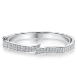 Load image into Gallery viewer, Sterling Silver Bangle Pave Set Cubic Zirconia With Overlapping StrandsBracelets - JOOLS By Jenny Brown
