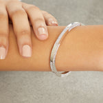 Load image into Gallery viewer, Sterling Silver Half Pave Set Cubic Zirconia Bangle- JOOLS by Jenny Brown
