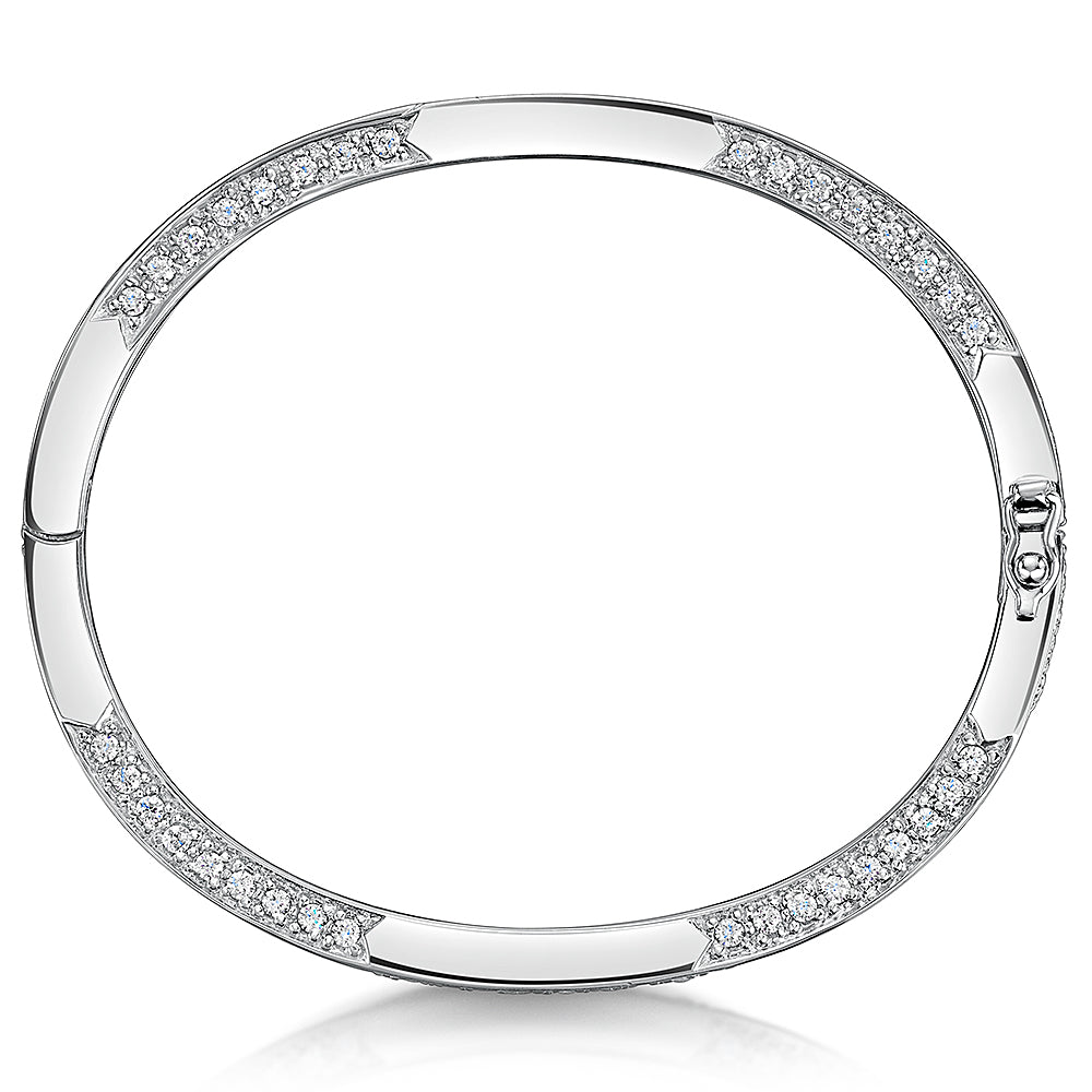 Sterling Silver Half Pave Set Cubic Zirconia Bangle- JOOLS by Jenny Brown