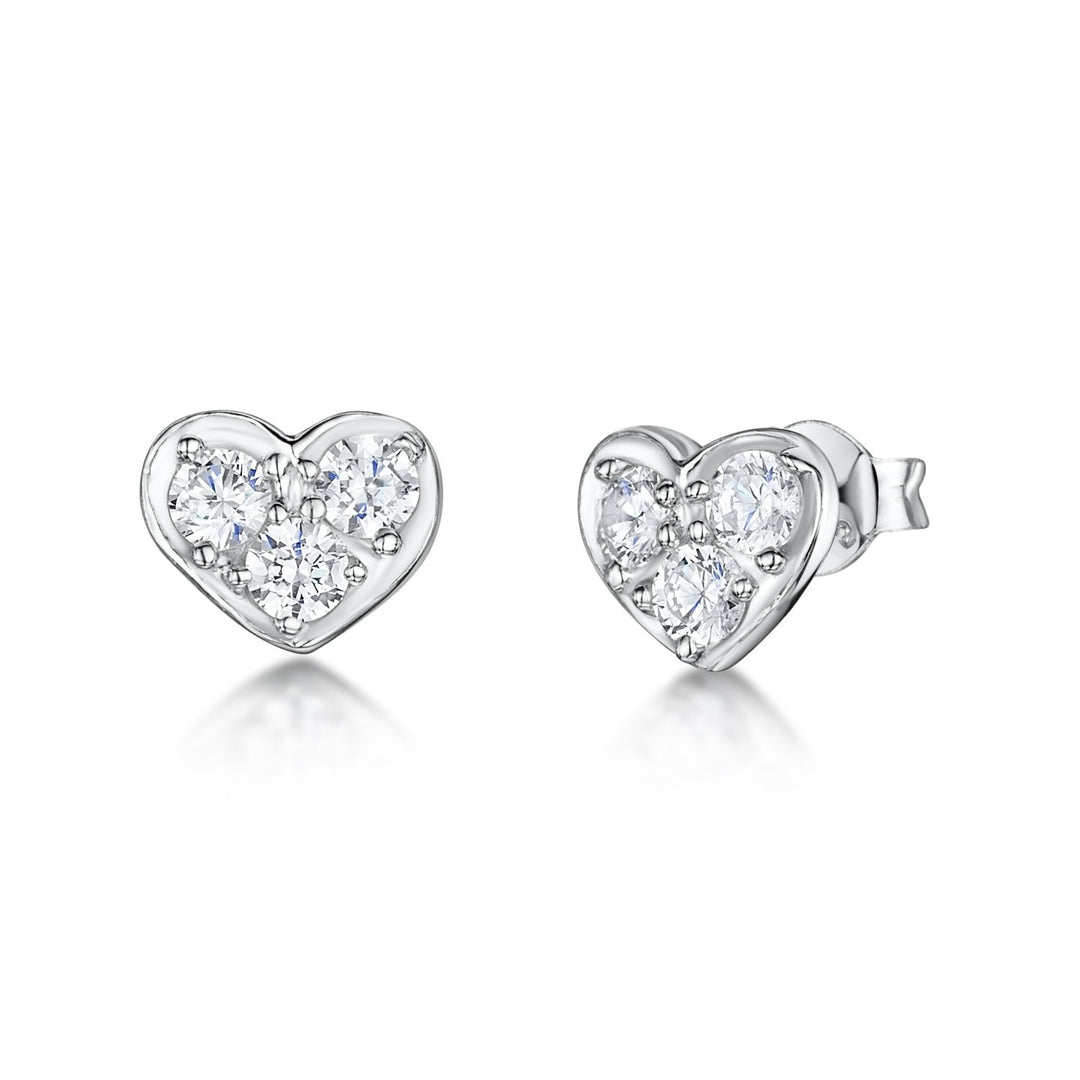 Sterling Silver Flat Heart Stud Earrings- JOOLS By Jenny Brown