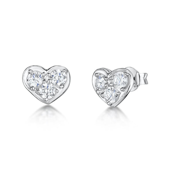 Sterling Silver Flat Heart Stud Earrings- JOOLS By Jenny Brown