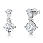 Load image into Gallery viewer, Sterling Silver Drop Earrings- Featuring a Single CZ On Tear Drop CZ Set Bale - JOOLS By Jenny Brown
