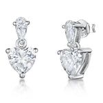 Load image into Gallery viewer, Sterling Silver Heart Drop Earrings -Set With A Central Cubic Zirconia Heart and Pear Shape Bale - JOOLS By Jenny Brown
