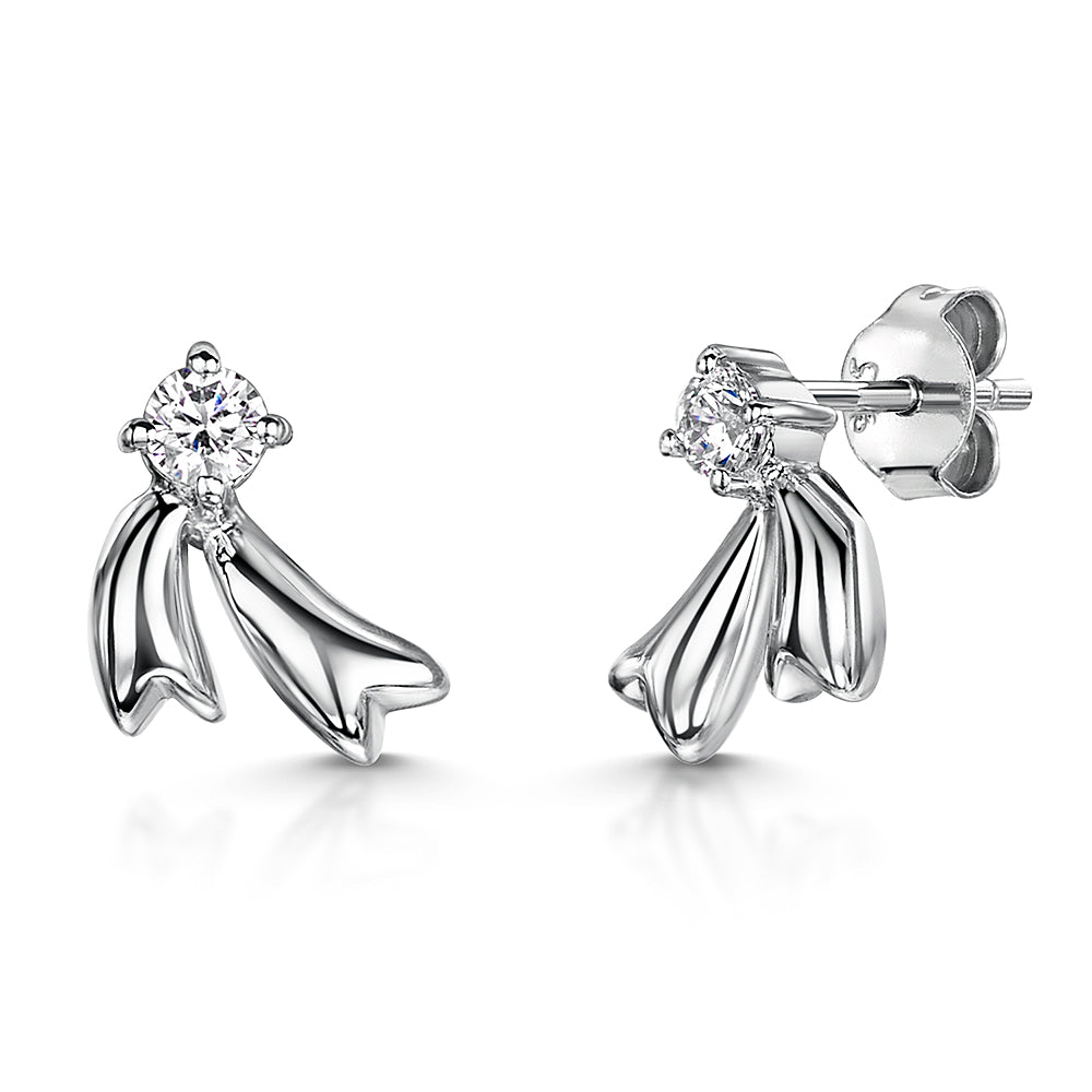 Sterling Silver Shooting Star Stud Earrings With Cubic Zirconia JOOLS by Jenny Brown