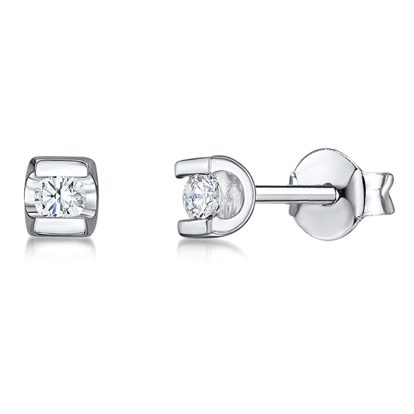 Sterling Silver Stud Earrings With Tension Set Cubic Zirconia JOOLS by Jenny Brown