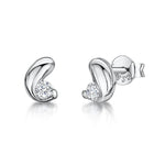 Load image into Gallery viewer, Sterling Silver Stud Earrings Coffee Bean Shape Set With A Cubic Zirconia - JOOLS By Jenny Brown
