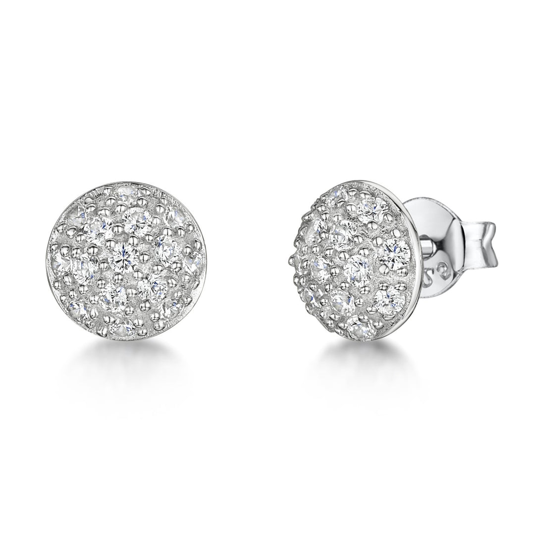 Sterling Silver Round Pave Set Stud Earring Set With With Cubic Zirconia StonesEarrings - JOOLS By Jenny Brown