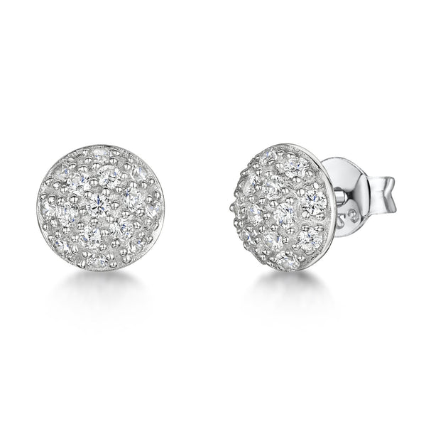 Sterling Silver Round Pave Set Stud Earring Set With With Cubic Zirconia StonesEarrings - JOOLS By Jenny Brown