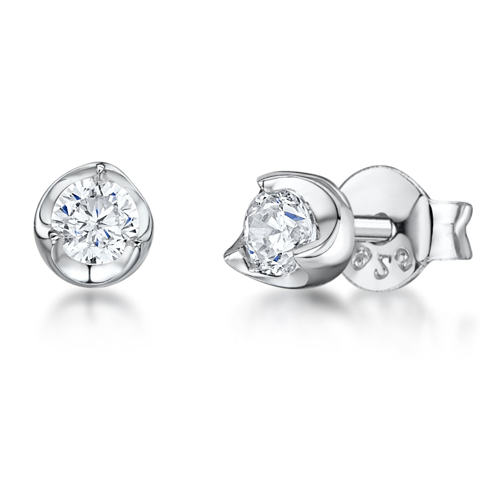 Sterling Silver Stud Earring With Cubic Zirconia in 3 Claw Setting JOOLS by Jenny Brown
