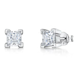 Load image into Gallery viewer, Sterling Silver Stud Earring With Princess Cut Cubic Zirconia In 4 Claw Setting JOOLS by Jenny Brown

