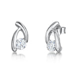 Load image into Gallery viewer, Sterling Silver Wishbone Shaped Stud Earring With Cubic Zirconia JOOLS by Jenny Brown
