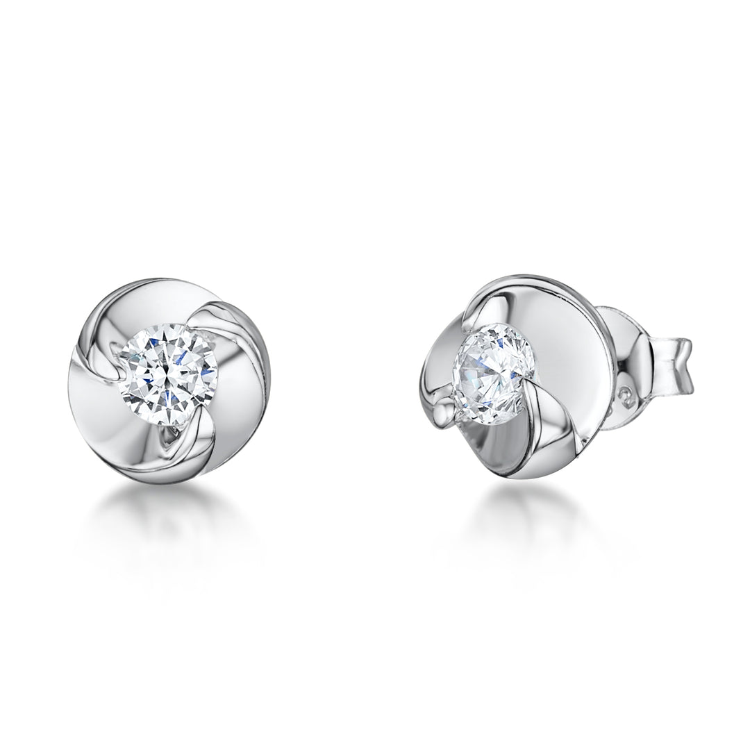 Sterling Silver Swirl Stud Set With Cubic Zirconia JOOLS by Jenny Brown