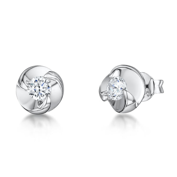 Sterling Silver Swirl Stud Set With Cubic Zirconia JOOLS by Jenny Brown