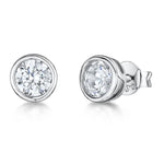 Load image into Gallery viewer, Sterling Silver Rub Over Solitaire Stud Earrings - JOOLS By Jenny Brown
