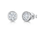 Load image into Gallery viewer, Sterling Silver, Stud Earring With 3mm Cubic Zirconia In A Rubover Setting
