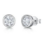 Load image into Gallery viewer, Sterling Silver &amp; 5mm Cubic Zirconia Rubover Stud Earrings
