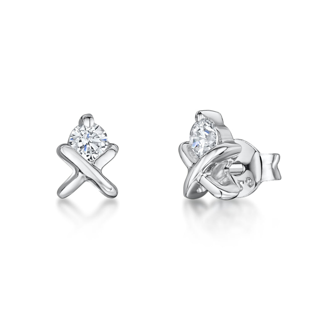Sterling Silver Small 'Kiss' Stud Earring Set With Cubic Zirconia JOOLS by Jenny Brown