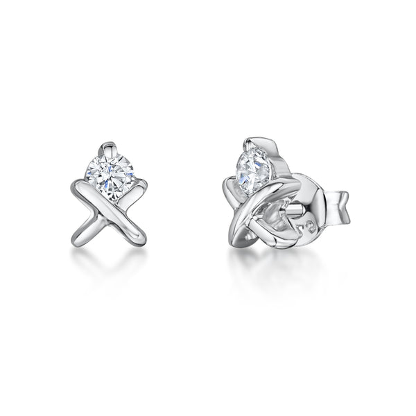 Sterling Silver Small 'Kiss' Stud Earring Set With Cubic Zirconia JOOLS by Jenny Brown