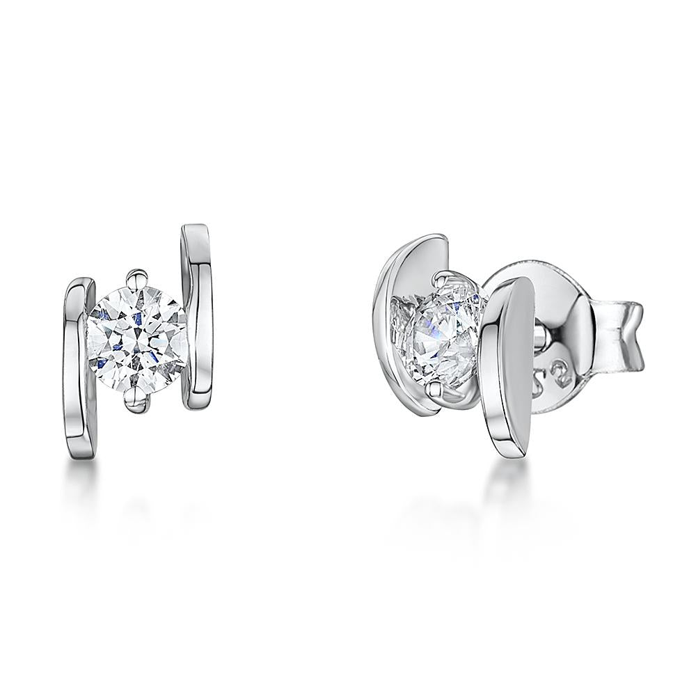 Sterling Silver Earrings With A Tension Set  Cubic Zirconia - JOOLS By Jenny Brown