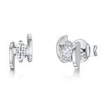 Load image into Gallery viewer, Sterling Silver Earrings With A Tension Set  Cubic Zirconia - JOOLS By Jenny Brown
