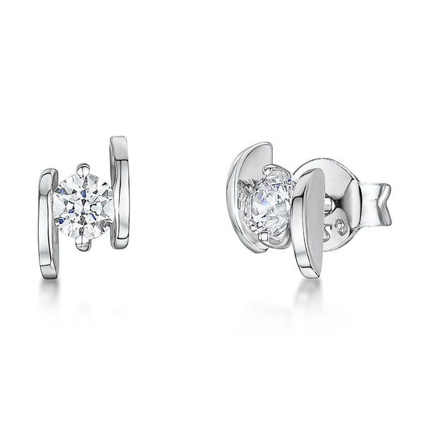 Sterling Silver Earrings With A Tension Set  Cubic Zirconia - JOOLS By Jenny Brown