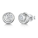 Load image into Gallery viewer, Sterling Silver Swirl Stud  Earrings Set With  Cubic Zirconia Stone Centre - JOOLS By Jenny Brown

