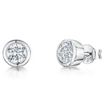Load image into Gallery viewer, Sterling Silver Cubic Zirconia Rubover Earrings
