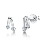 Load image into Gallery viewer, Sterling Silver Inverted &#39;V&#39; Stud Earring Set With Two Cubic Zirconias JOOLS by Jenny Brown
