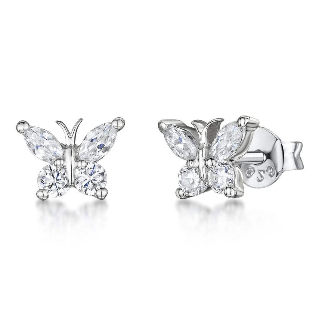 Sterling Silver Butterfly Silver Antennae Stud  Earrings - JOOLS By Jenny Brown