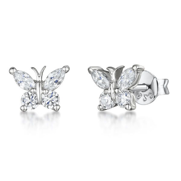 Sterling Silver Butterfly Silver Antennae Stud  Earrings - JOOLS By Jenny Brown