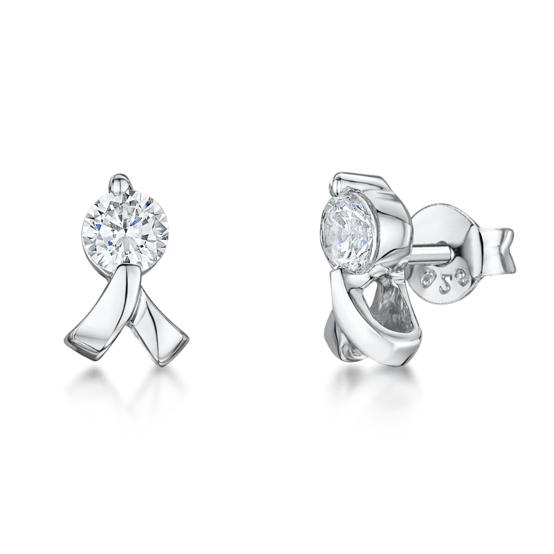 Sterling Silver Stud Earrings With Cubic Zirconia Set Above a 'V' Shaped Twist JOOLS by Jenny Brown